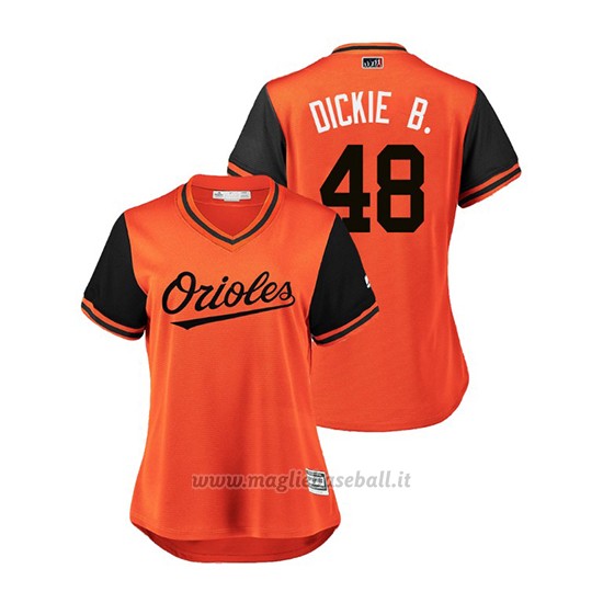 Maglia Baseball Donna Baltimore Orioles Richard Bleier 2018 Llws Players Weekend Dickie B. Orange